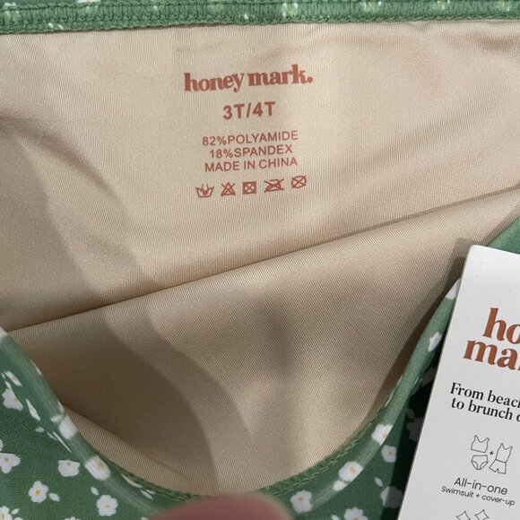 Honey Mark 3T/4T Green Floral High-Waisted Swim Bottoms Water-Resistant Beach - Picture 2 of 6